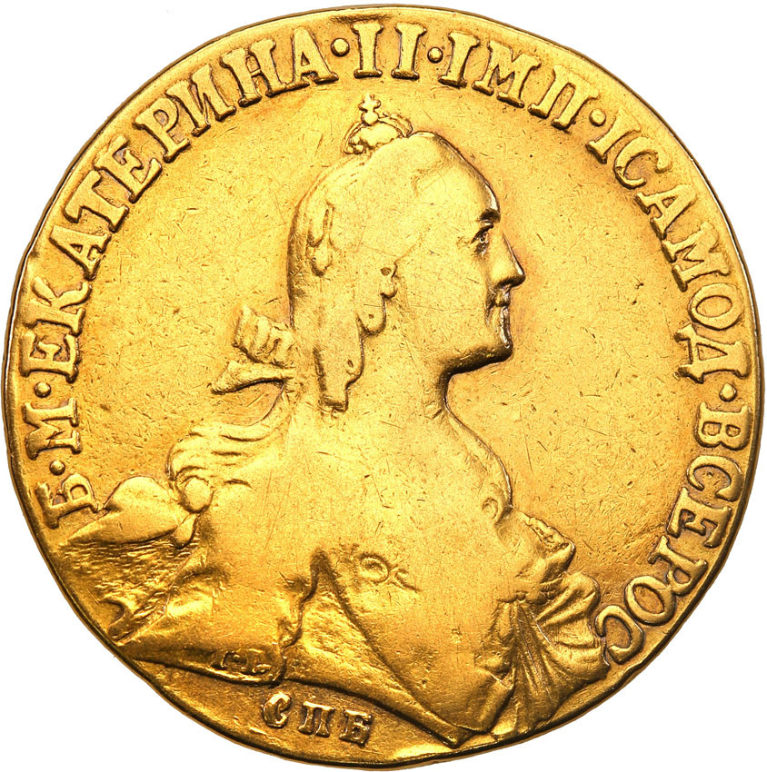 Rosja. Caryca Katarzyna II. 10 rubli (imperiał) 1766 СПБ, Petersburg